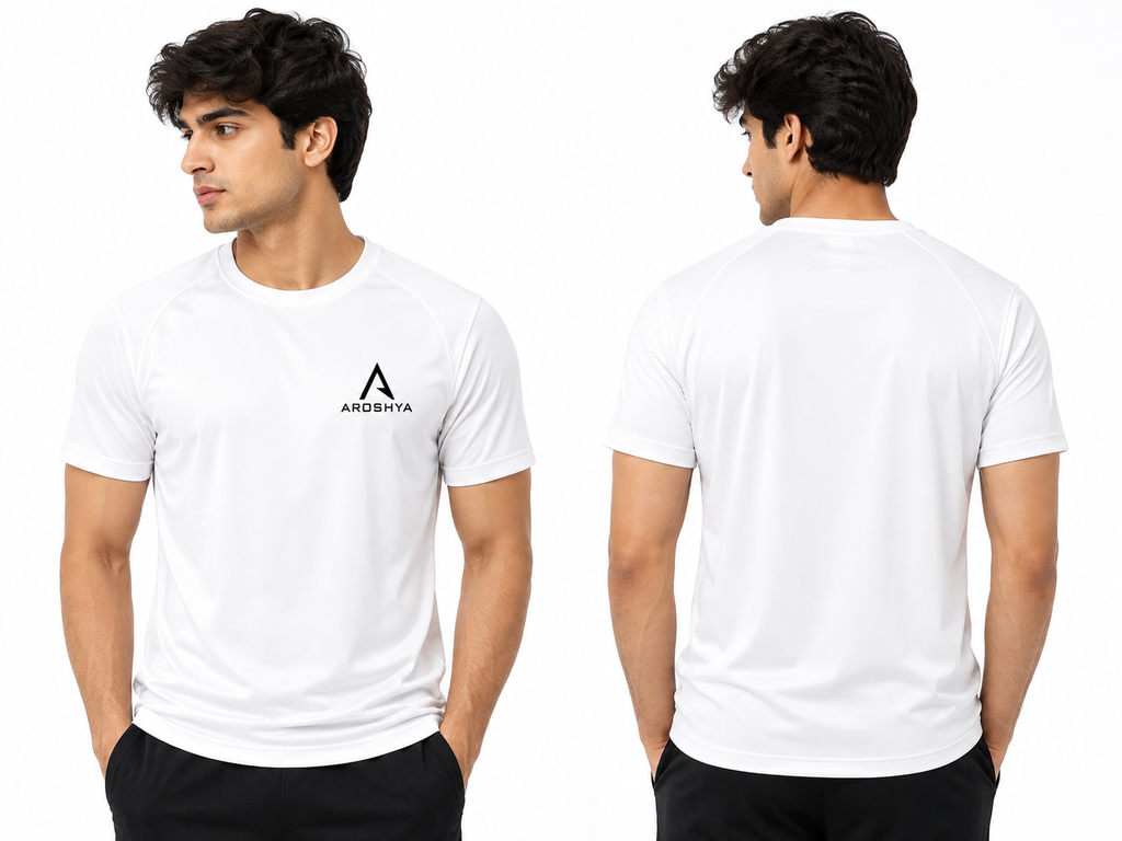 Men's White Regular Fit T-Shirt by AROSHYA