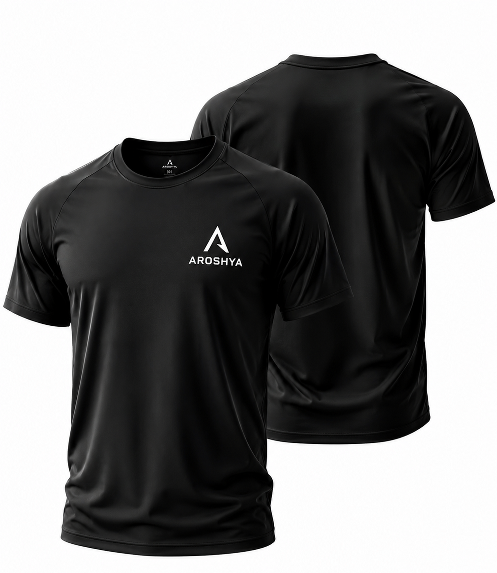 Men's Black Regular Fit T-Shirt by AROSHYA