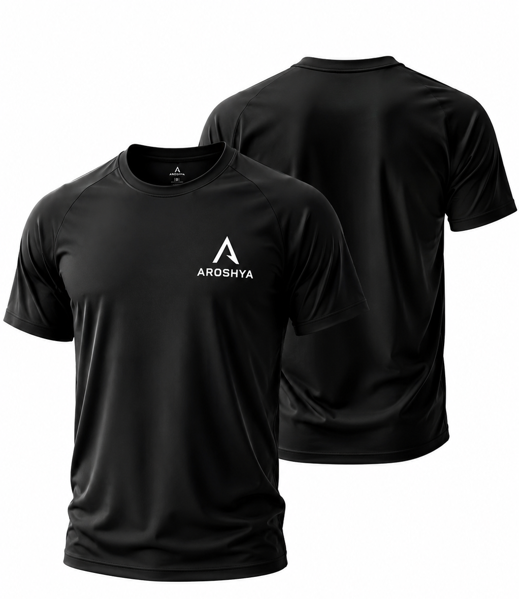 Men's Black Regular Fit T-Shirt by AROSHYA