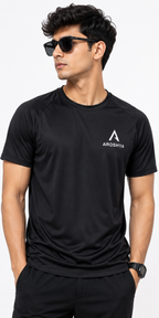Men's Black Regular Fit T-Shirt by AROSHYA