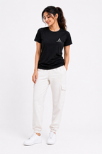 Women's Black Regular Fit T-Shirt by AROSHYA