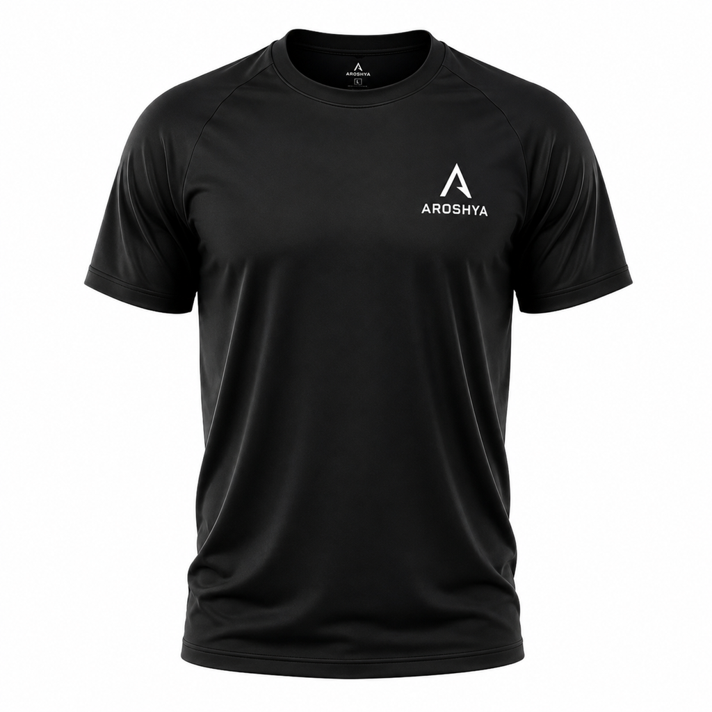 Men's Black Regular Fit T-Shirt by AROSHYA