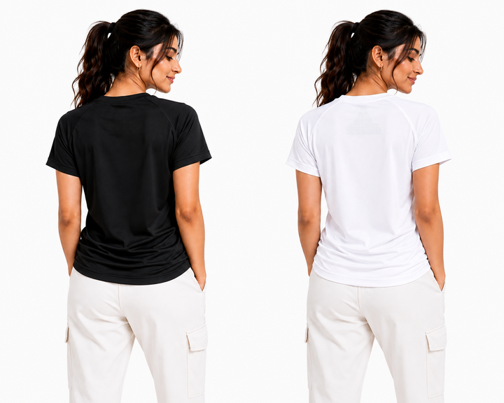 Women's Black & White T-Shirt Combo by AROSHYA