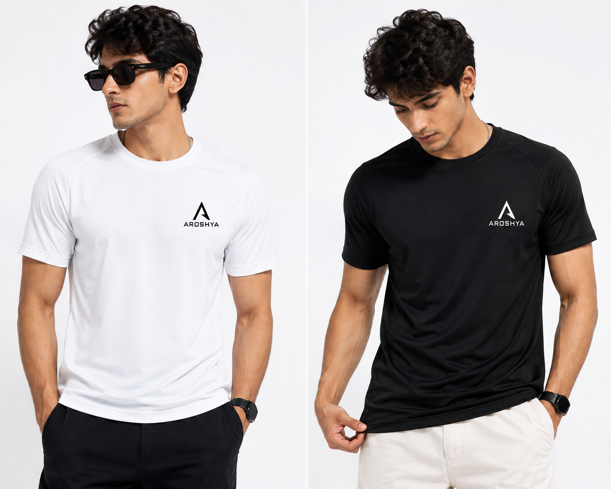 Men's Black & White T-Shirt Combo by AROSHYA