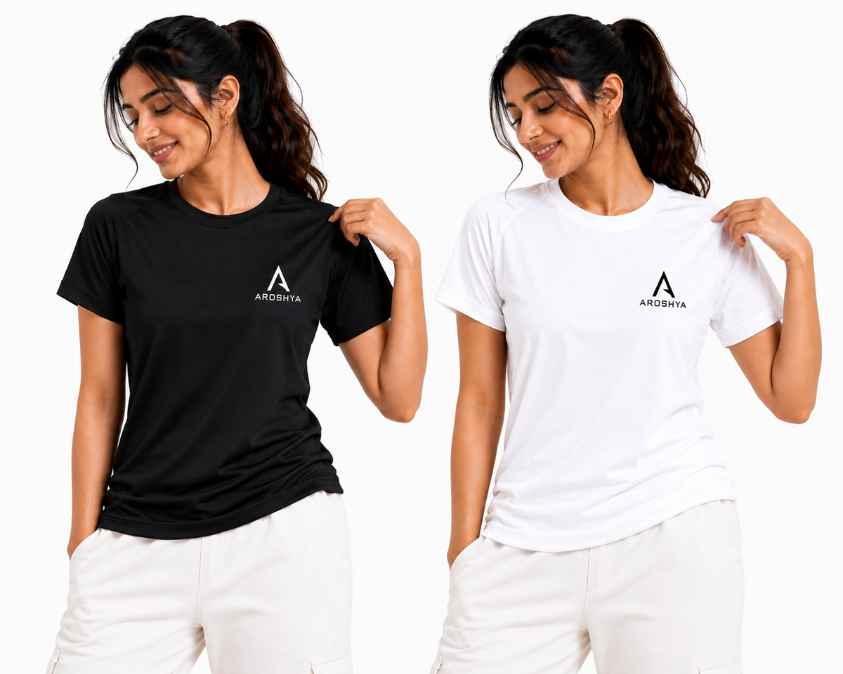 Women's Black & White T-Shirt Combo by AROSHYA