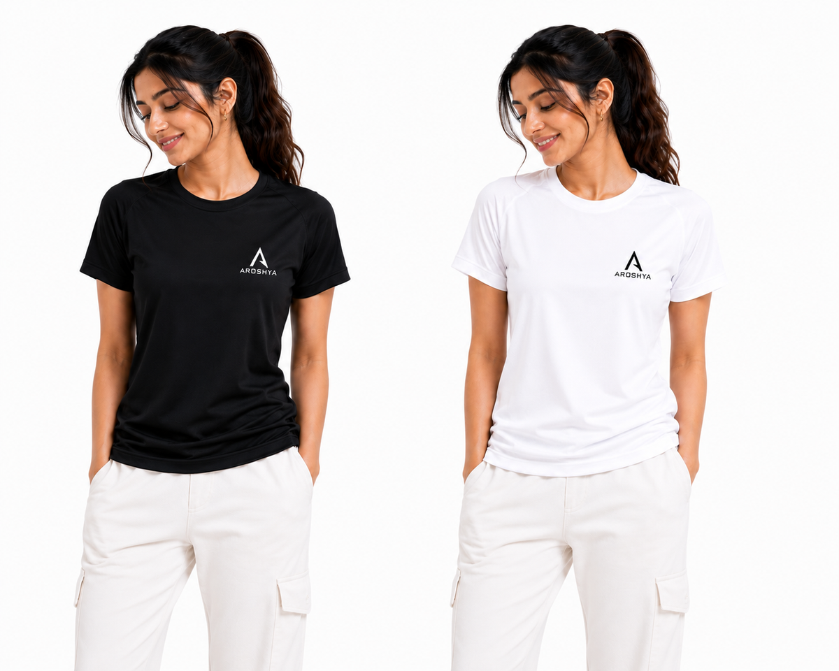 Women's Black & White T-Shirt Combo by AROSHYA