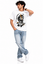 Men's White Japanese Art Graphic T-Shirt by AROSHYA